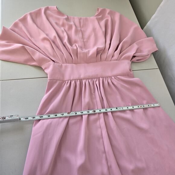 Alexia Admor Midi Party Dress Women's 14 Dusty Pink Deep V-Neck Ruffle - Picture 16 of 16